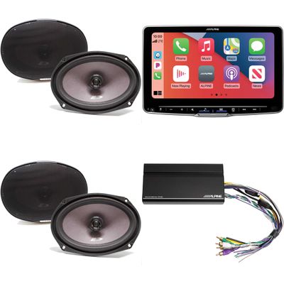 Alpine ILX-F509 Halo9 9" Multimedia Touchscreen Receiver & 2 Pairs SXE-6926S 6x9 Coax Speakers w/Power Pack