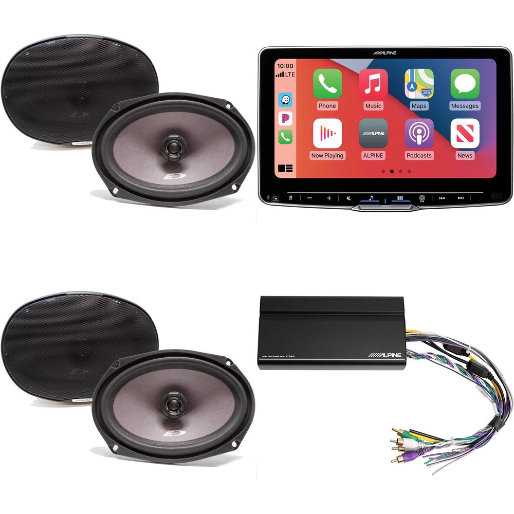 Alpine ILX-F509 Halo9 9" Multimedia Touchscreen Receiver & 2 Pairs SXE-6926S 6x9 Coax Speakers w/Power Pack