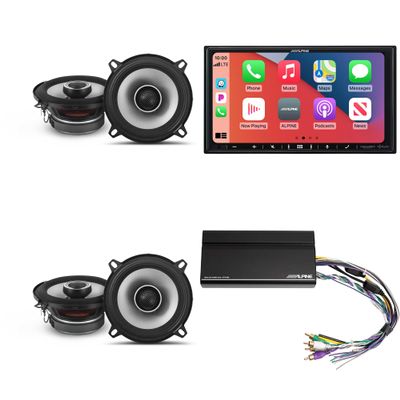 Alpine iLX-407 7-Inch Multimedia Receiver Apple Carplay and Android Auto & 2 Pairs S2-S50 Type S 5.25" Coax Speakers w/Power Pack