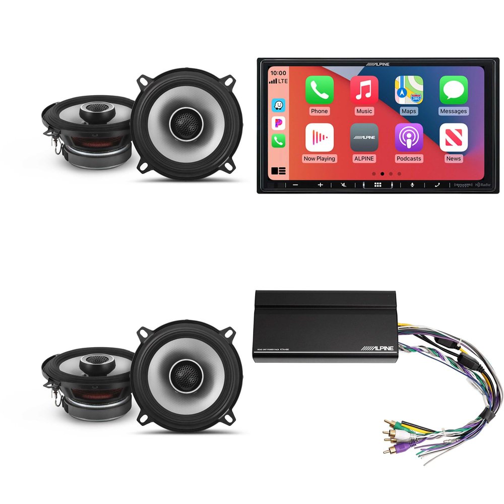 Alpine iLX-407 7-Inch Multimedia Receiver Apple Carplay and Android Auto & 2 Pairs S2-S50 Type S 5.25" Coax Speakers w/Power Pack