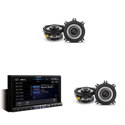 Alpine iLX-507 7" Multimedia Receiver Wireless Apple CarPlay & Wireless Android Auto & 2 Pairs S2-S40 Type S 4" Coax Speakers