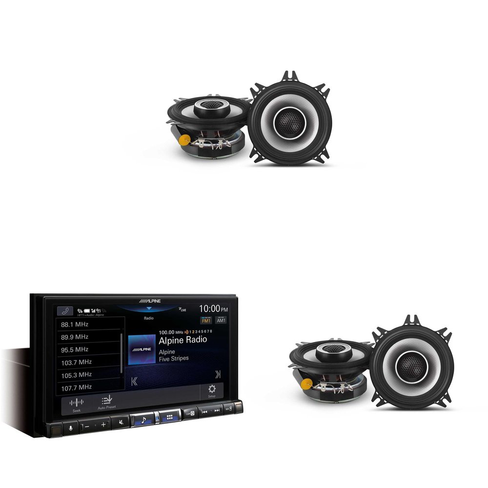 Alpine iLX-507 7" Multimedia Receiver Wireless Apple CarPlay & Wireless Android Auto & 2 Pairs S2-S40 Type S 4" Coax Speakers