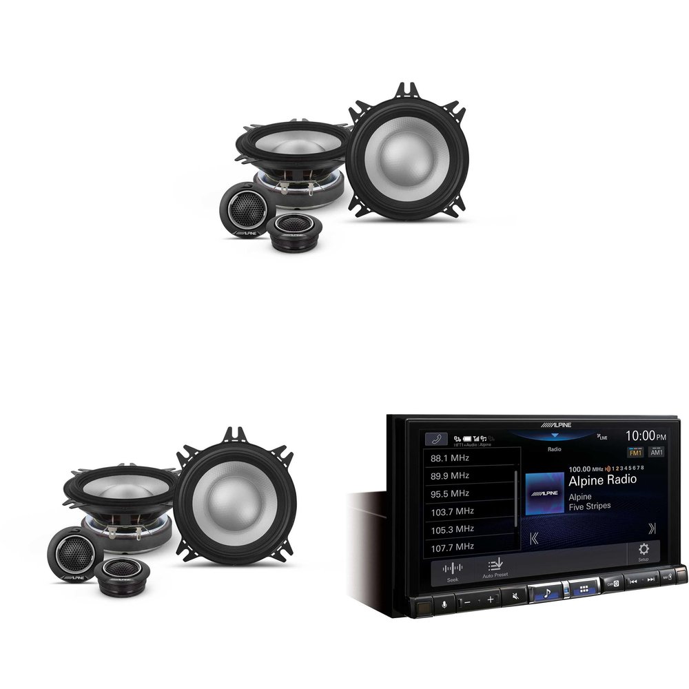 Alpine iLX-507 7" Multimedia Receiver Wireless Apple CarPlay & Wireless Android Auto & 2 Pairs S2-S40C Type S 4" Component Speakers