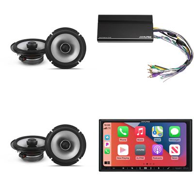 Alpine iLX-407 7-Inch Multimedia Receiver Apple Carplay and Android Auto & 2 Pairs Alpine S2-S65 Type S 6.5" Coax Speakers w/Power Pack