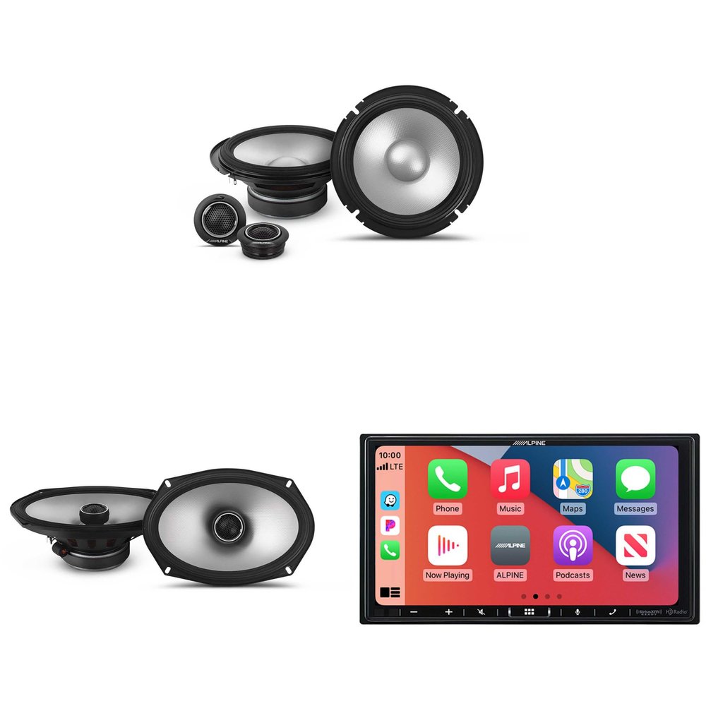 Alpine iLX-407 7-Inch Multimedia Receiver Apple Carplay and Android Auto & 1 Pair Alpine S2-S65C Type S 6.5" Component Speakers and 1 Pair S2-S69 Type S 6x9 Coax