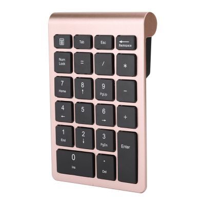 Akozon 22 Keys Numeric Keypad, 2.4G USB Mini Keyboard with Receiver, Plug and Play, Ergonomic Design for AndroidWindowsOS - Iron Gray (Rose Gold)