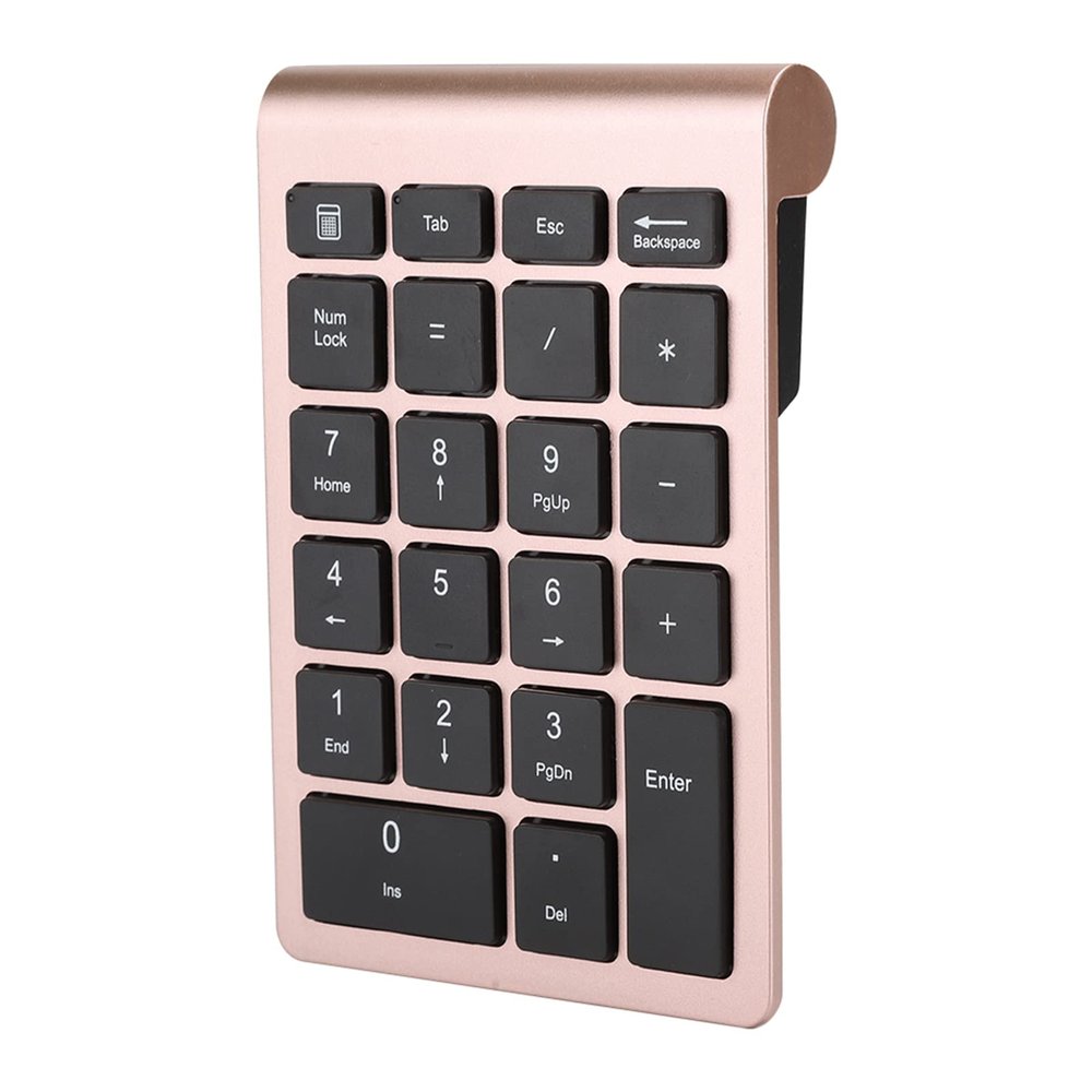 Akozon 22 Keys Numeric Keypad, 2.4G USB Mini Keyboard with Receiver, Plug and Play, Ergonomic Design for AndroidWindowsOS - Iron Gray (Rose Gold)