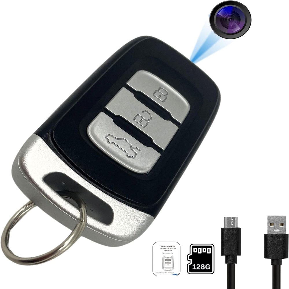 Lawmate PV-RC400UW 4K Ultra HD WiFi Keychain Fob Covert Car Key Covert PI Security Video Camera with 128GB SD Card, Black