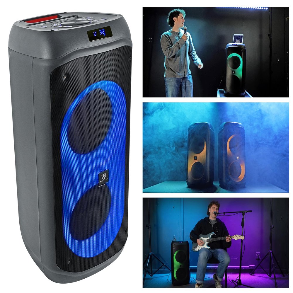Rockville BASS Party 8 Dual 8" Portable Bluetooth Speaker, 2000W Peak/400W RMS, LED Modes, TWS Linking, for Parties and Outdoor Events