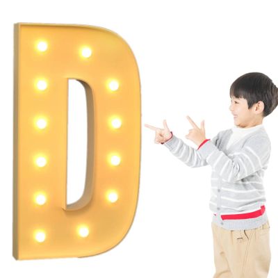 TQQEPOOL 26 Alphabet Light Up Letters Sign,Standing A - Z LED Letter Lights Sign for Birthday Anniversary Wedding Party Supplies(Color:D,Size:120cm)
