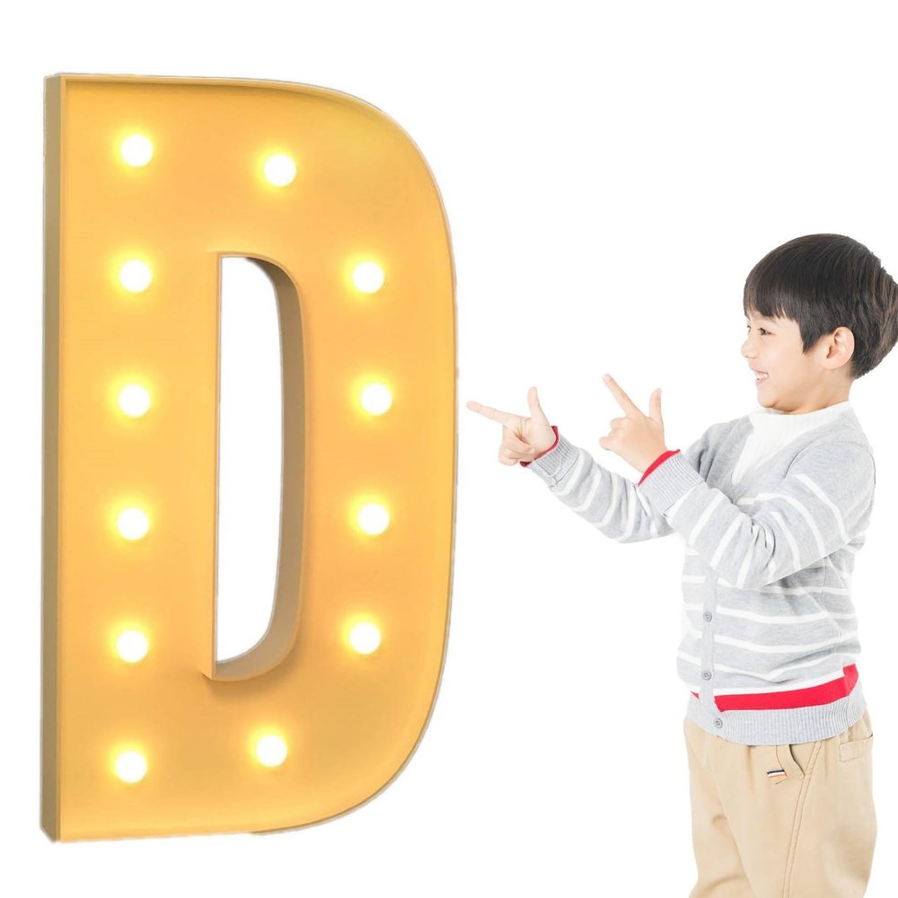 TQQEPOOL 26 Alphabet Light Up Letters Sign,Standing A - Z LED Letter Lights Sign for Birthday Anniversary Wedding Party Supplies(Color:D,Size:120cm)