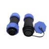 HangTon Weipu SP17 7 Pin Connector 5A Power Aviation Circular Threaded Solder Plug, 18AWG Wire, 17mm Cutout, Blue view 1