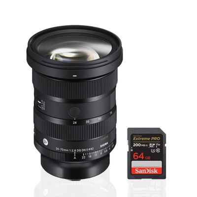 Sigma 24-70MM F2.8 DG DN II Art Lens (L-Mount) Bundle with 64GB SDXC UHS-I Memory Card (2 Items)