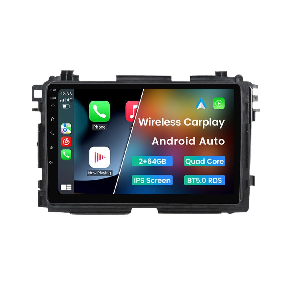 Android Stereo for Honda Vezel HR-V HRV 2013-2022, Biorunn 9" Wireless Wired Car-Play Android Auto GPS Navigation IPS Touch Screen Blue-Tooth FM RDS Head Unit, 2GB RAM 64GB ROM