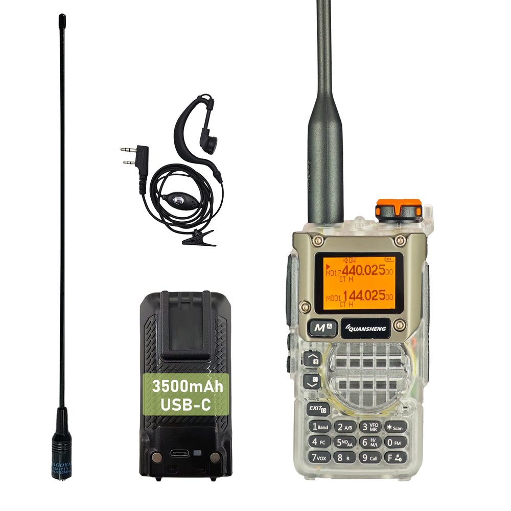 QUANSHENG UV-K5(8) Radio Long Range UV-K6 Two Way Radio NOAA Weather Forecast AM FM Ham Radio UV-K5 8 USB-C Charging Crystal with 3800mAh USB-C Battery