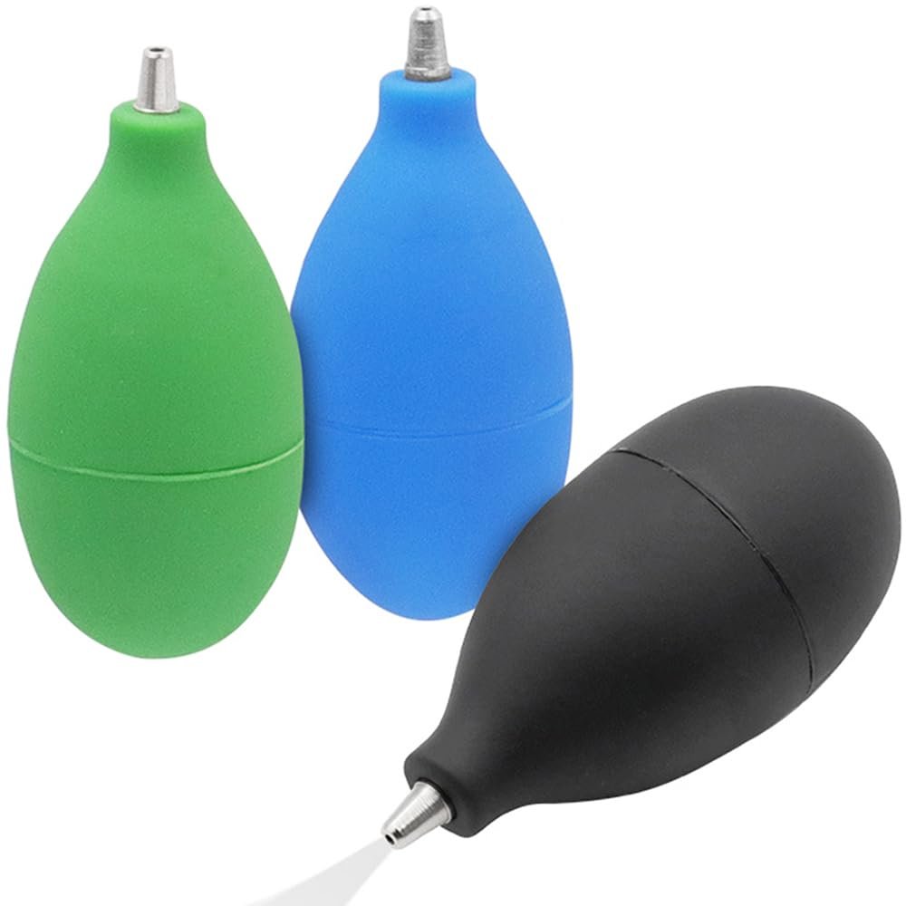 Eyech 3Pcs Blowing Dust Ball Air Blower, Mini Squeeze Ball Pump Metal Nozzle, Rubber Blowing Pump Cleaning Tool for Camera Lens Watch Mobile Phone Computer Repairing