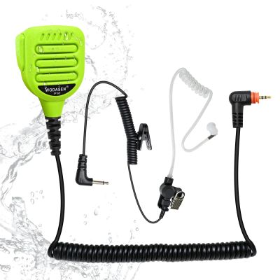 WODASEN IP65 Waterproof Walkie Talkie Speaker Mic Heavy Duty Remote Radio Microphone Shoulder Handheld Lapel Mic Green with 3.5mm Audio Jack for sl300 sl500 sl3500 sl3500e sl7550e sl7580e tlk-100