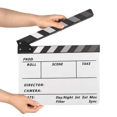 Andoer Clapboard Film Clapboard Film Clapboard Film for Acrylic Clapperboard Film and Pen Cinema Gadget Accessories Director Vlog Action Scene for Video Shooting, Type 1, White
