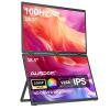 AUSDOM 18.5" Stacked Dual Portable Monitor for Laptop, 100Hz 1080P Foldable Screen Extender, 360 Folding Double External Display with Stand & VESA, USB-C, mini-HDMI, Travel Monitor for Win/Mac, Black view 1