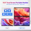 AUSDOM 18.5" Stacked Dual Portable Monitor for Laptop, 100Hz 1080P Foldable Screen Extender, 360 Folding Double External Display with Stand & VESA, USB-C, mini-HDMI, Travel Monitor for Win/Mac, Black view 2