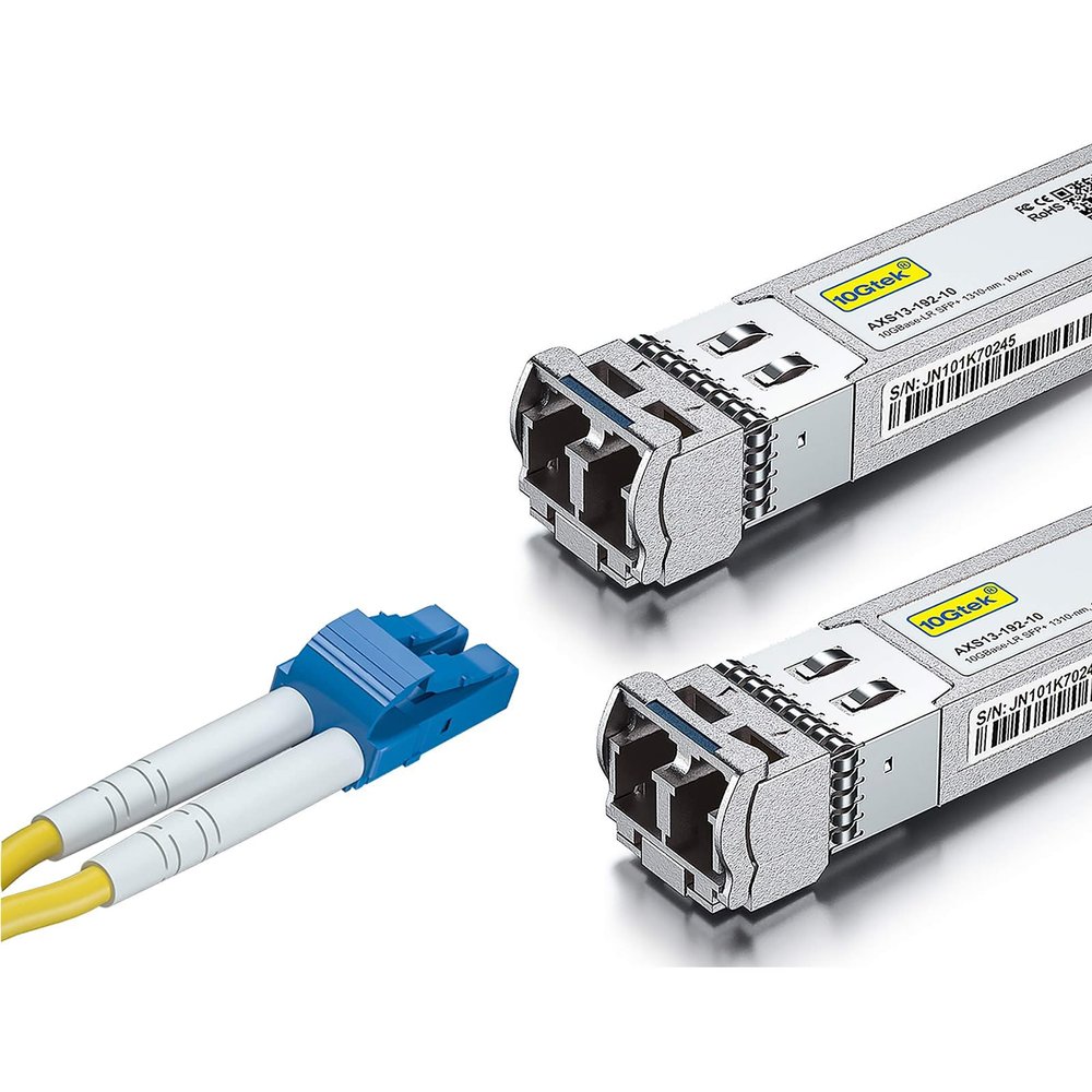 1 Pack of 1-Meter LC to LC OS2 Fiber Patch Cable & 2 Pack of Industrial Grade 10GBase-LR SFP+ Transceiver