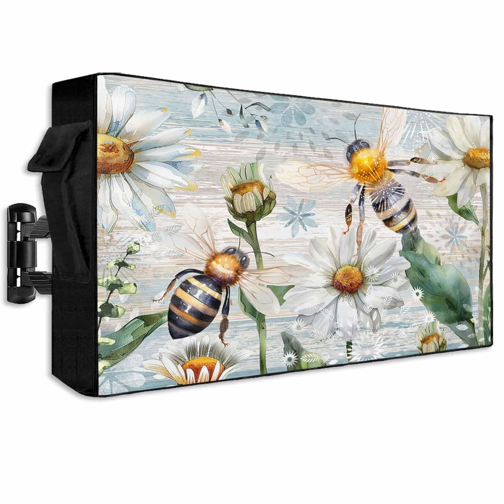 Outdoor Waterproof TV Cover for 52-55 inch, Oxford 600D Weatherproof Outside Flat Screen TV Cover, TV Protective Cover Compatible LCD LED, Zipper