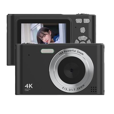 Andoer Digital Camera HD Camera with 2.4 Inch Screen Rechargeable Compact Digital Camera 4K 48MP for Teenagers Students Beginners Adults, Black