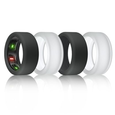 BandSmith Silicone Ring Cover Compatible with Oura Ring Protector, Elastic Case for Oura Ring Gen 4/3 Working Out - Patent Protected (Black*2+Clear*2, S for 678910)