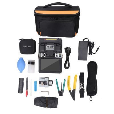 FS-60C Fusion Splicer High Precision Cutter Integrated,5.0in Alignment Fiber Fusion Splicer Automatic Fiber Optical Welding Splicing for Cable Splicing Projects (US Plug)