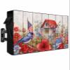 Outdoor Waterproof TV Cover for 40-43 inch, Wood Grain Watercolor Garden Bird Flower Pattern Oxford 600D Weatherproof Outside Flat Screen TV Cover, TV Protective Cover Compatible LCD LED, Zipper view 1