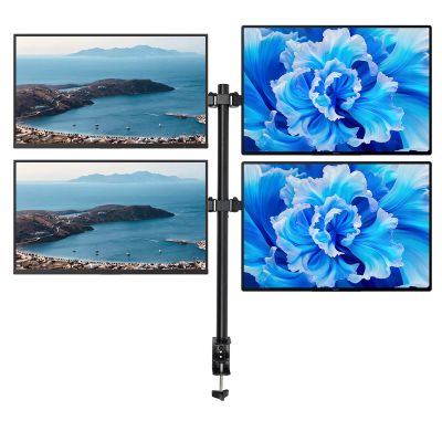 4 Monitor Stand Desk Mount w/Heavy Duty Height Adjustable Telescoping Arms Fits 4 Screens for Children Women Men Office Workers