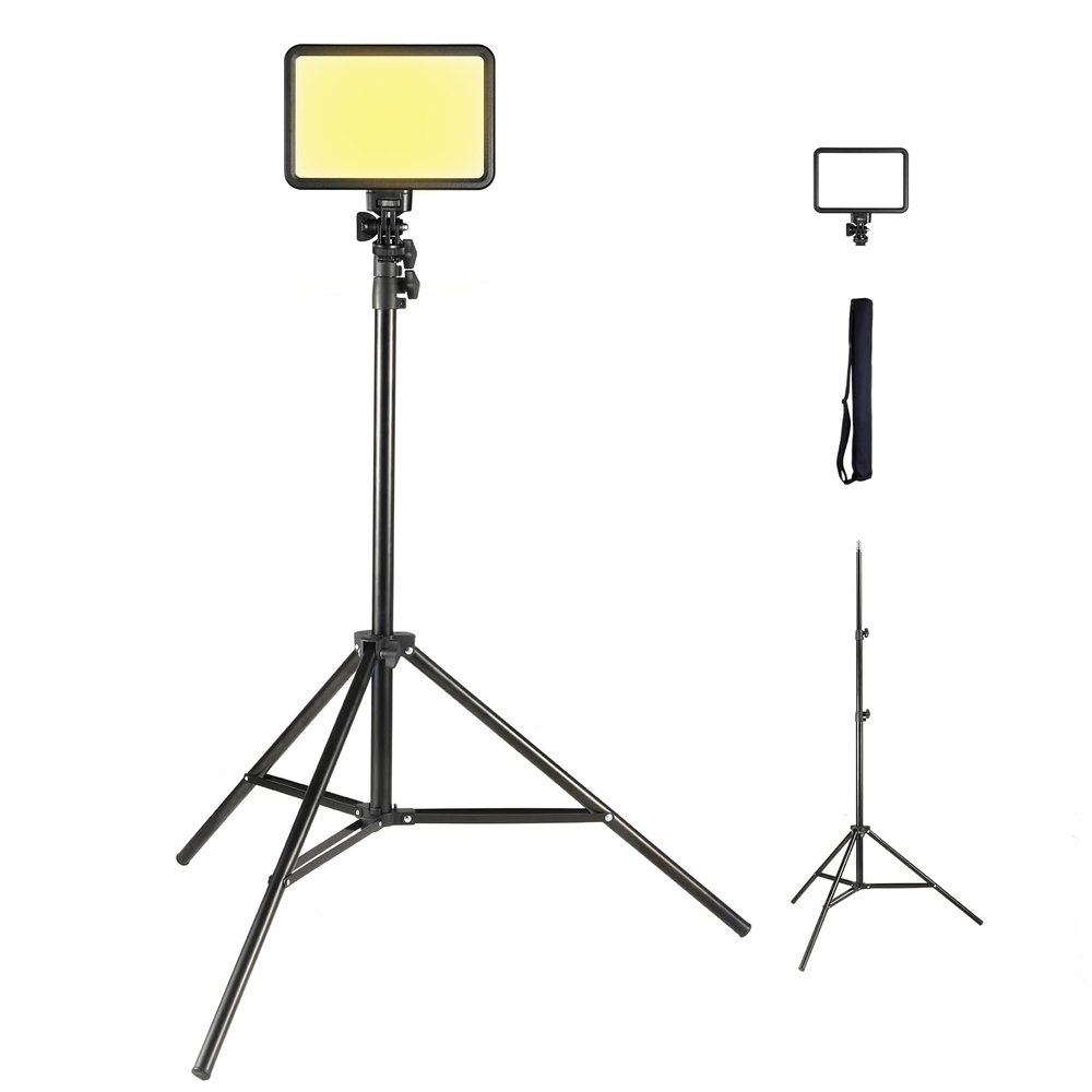 JINBEI LED Video Light with Light Stand Tripod, 119 LED Light Beads, 2700K-7500K,3000mAh Rechargeable Battery, 9 Lighting Effects, Studio Lamp for Vlogging YouTube Photography Video conferencing