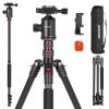 NEEWER 77 Camera Tripod Monopod with Phone Holder, Portable Travel Tripod with Remote, 360 Ball Head, 2 Axis Center Column, Arca QR Plate and Bag, Aluminum DSLR Tripod 34lb Max Load, TP77 view 1
