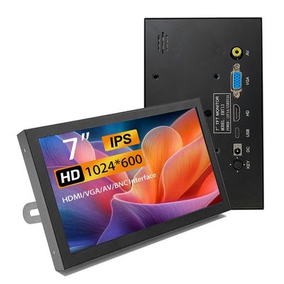 7 Inch Mini Monitor HDMI, Portable Vga Monitor with AV BNC 1024600 LCD Screen with Built-in Speakers,IPS Multi-Function Small Display for Raspberry Pi PC/TV/DVD/CVBS