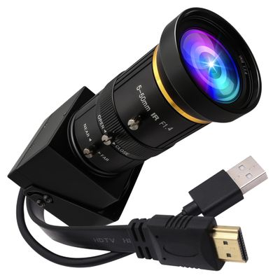ELP 4K HDMI USB Camera Manual Zoom Webcam Dual Output Telephoto Camera for Computer TV Projector 5-50mm 10X Zoom Camera Mini Lightburn Camera Industrial USB Security Camera for Laptop Pi Jetson Nano