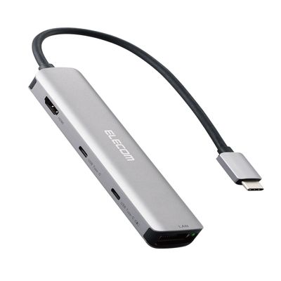 Elecom DST-W09 USB-C Hub Docking Station 6 in 1 Slim Type PD 100W Compatible 4K 60Hz HDMI Black