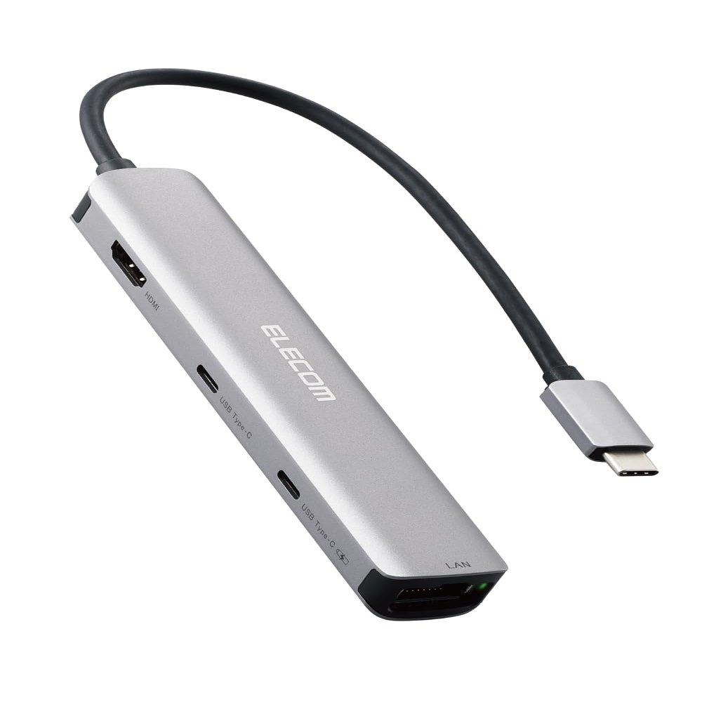 Elecom DST-W09 USB-C Hub Docking Station 6 in 1 Slim Type PD 100W Compatible 4K 60Hz HDMI Black