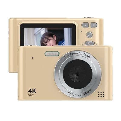 Andoer Digital Camera HD Camera with 2.4 Inch Screen Rechargeable Compact Digital Camera 4K 48MP for Teenagers Students Beginners Adults, Gold