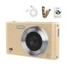 Andoer Digital Camera HD Camera with 2.4 Inch Screen Rechargeable Compact Digital Camera 4K 48MP for Teenagers Students Beginners Adults, Gold view 2