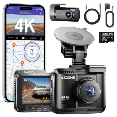 AZDOME WiFi 4K Dash Cam Front and Rear with 4Pin 20ft Extend Cable and OBD Type C Port Hardwire Kit