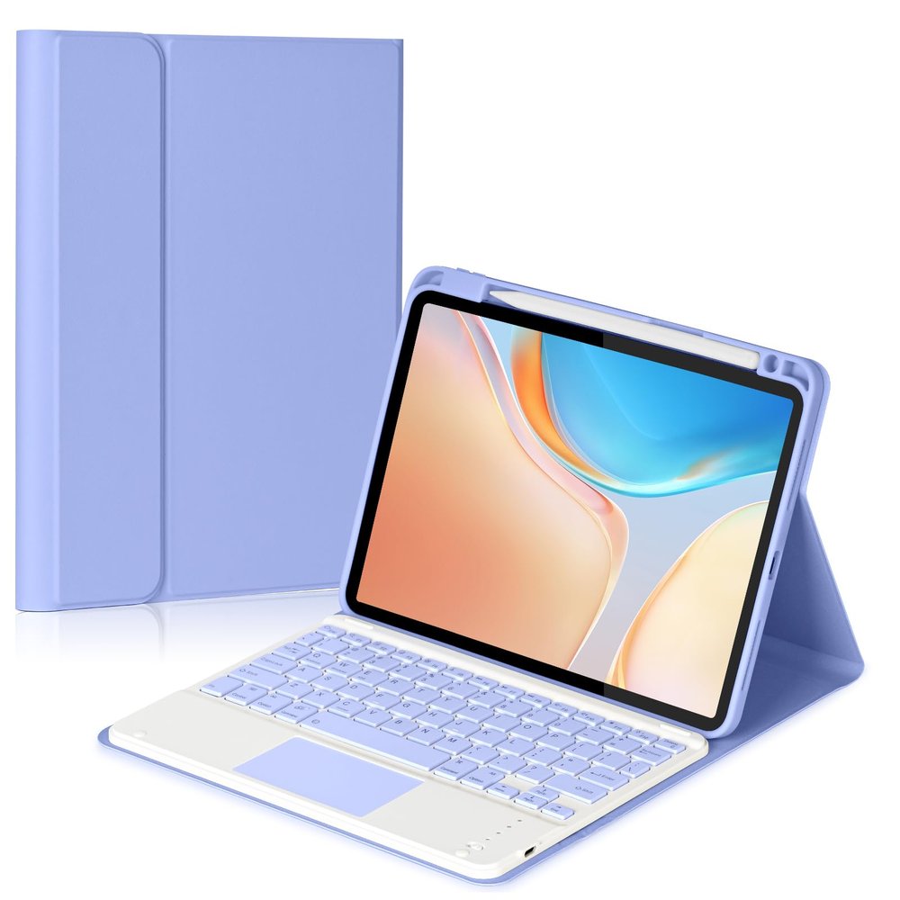 Eisuiyi Keyboard Case for iPad 10th gen 10.9inch 2022/ iPad (A16) 11th gen 11inch 2025, Detachable Touchpad BT Keyboard, Magentic Protective Cover with Pencil Holder, Full Protection, Purple