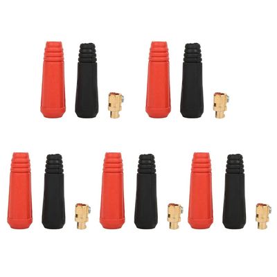TANIQIACA 5Pcs Quick Plug 10-25 Square European Style Welding Machine Connector Long Type Red Black