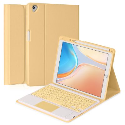 Eisuiyi Keyboard Case for iPad 10.2" 7th/8th/9th gen, Compatible with iPad Air3/Pro10.5, Detachable Touchpad BT Keyboard, Magentic Protective Cover with Pencil Holder, Yellow
