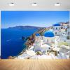 7x5ft Greece Santorini Island Backdrop Blue Aegean Sea Landscape Photography Background Greece Theme Party Decorations Wallpaper Supplies Wedding Photo Booth Props view 1