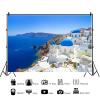 7x5ft Greece Santorini Island Backdrop Blue Aegean Sea Landscape Photography Background Greece Theme Party Decorations Wallpaper Supplies Wedding Photo Booth Props view 2