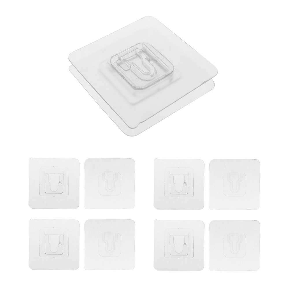 MEETOOT 4 Pairs 6x6cm Screwless Plug Board Holder Single Clip Shelf Support Clip Self Adhesive Plug Board Holder Suitable for Wall and Glass and Stainless Steel Flat Panel