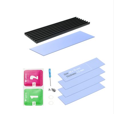1pcs Set M.2 SSD Heat Sink with Thermal Pad + 5Pcs Thermal Pads,Suitable for Various DIY Projects and Widely Used for Heat Dissipation in M.2 2280 SSD,PS5 SSD, CPU,GPU and Other Electronic Devices.