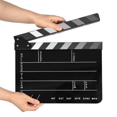 Andoer Acrylic Clapperboard Action Cut Board Movie Film Clapper Film Clapboard Small Clapperboard Movie Director's Slate Cut Action Scene Clapper Board Film Slate Dry Movie Board for Filming