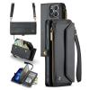 Personalised Card Holder Zipper Wallet Crossbody Phone case for iPhone15/14/13, for Samsung Galaxy Series, Personalized Magnetic Wallet Case with Long Shoulder Strap (Black,for iPhone 14ProMax) view 1