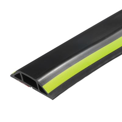 MECCANIXITY 5.9ft Floor Cord Cover PVC Cable Protector 0.55" Wx0.27 H Cable Management Black Yellow Line